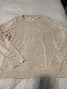 J. Crew Neutral Beige Lightweight Teddie Crewneck Sweater
